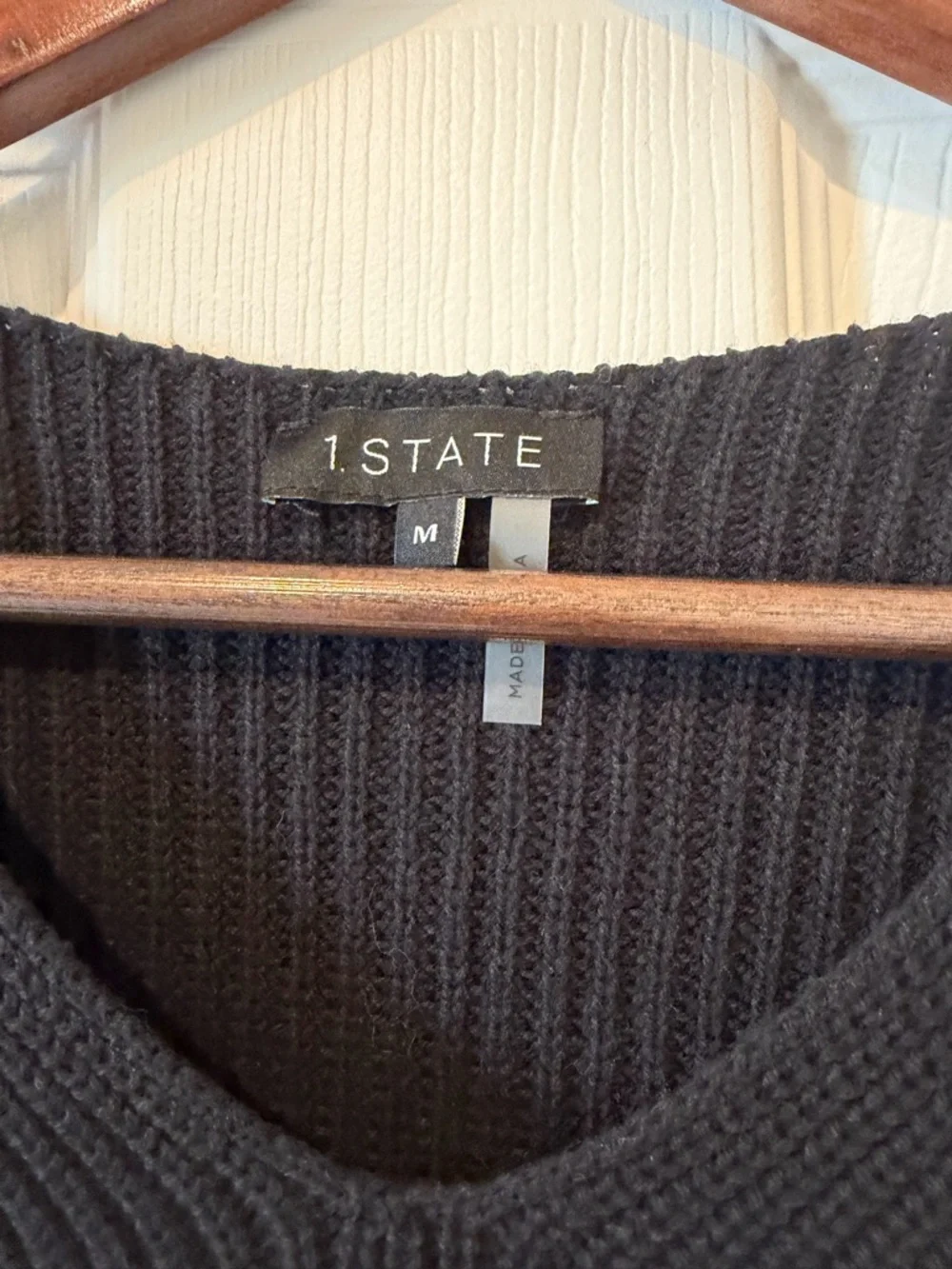 1. State Black V-Neck Ribbed Sweater - Picture 3 of 4